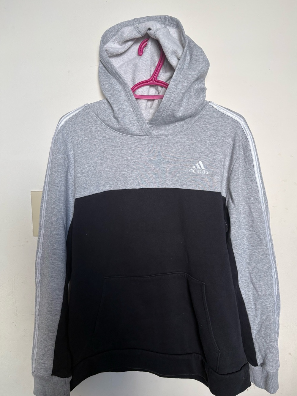adidas Gray and Black Colorblock Kids Hoodie size XL